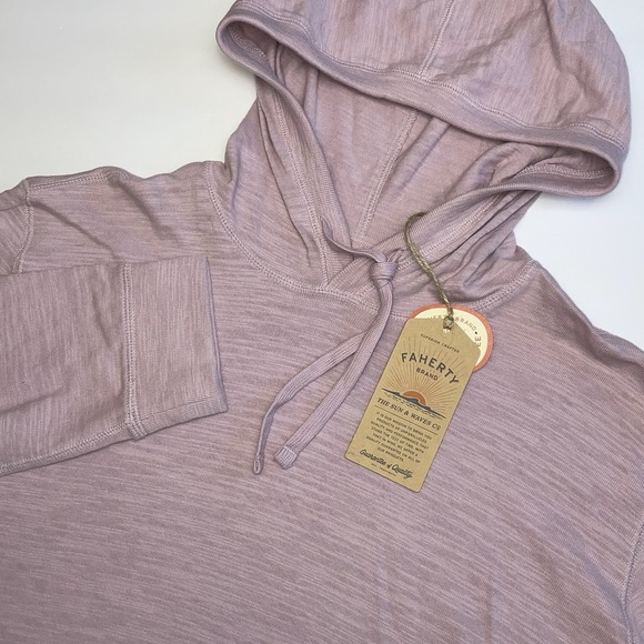 Faherty Other - NEW Faherty Sunwashed Slub Hoodie Mens XXL Pink Organic Cotton Knit Long Sleeve